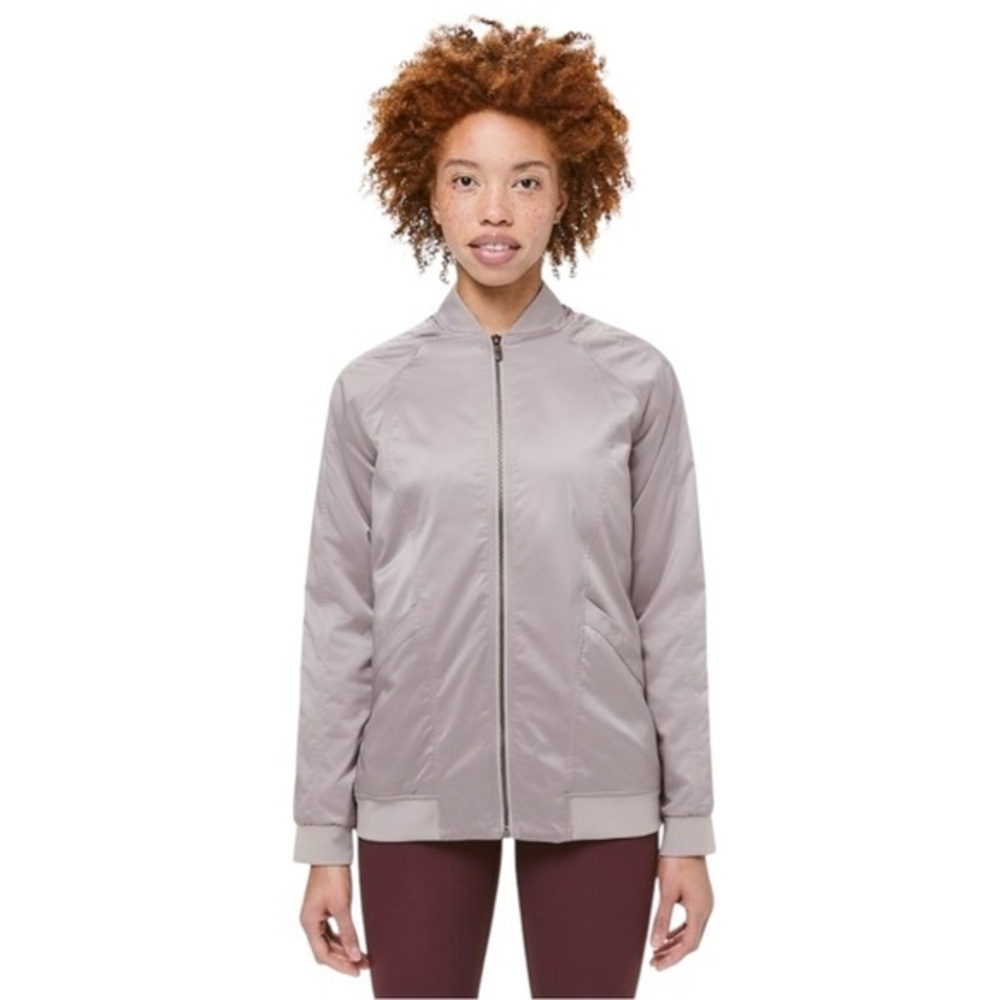 LULULEMON ✘ Trace Back Bomber Stretch Glyde Zip Jacket W4ATRS, Dark Chrome, 2